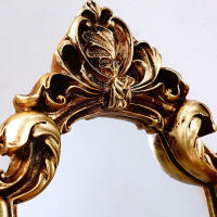 Espejo Decorativo De Resina Estilo Europeo Clásico Con Patrón Dorado Forma Especial Puede Colgarse O Posarse - details 1