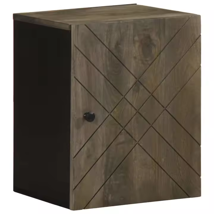 vidaXL Mueble de baño de pared de madera maciza mango negro 38x33x48cm - 1