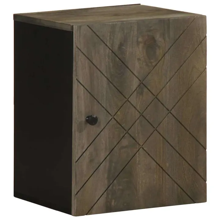 vidaXL Mueble de baño de pared de madera maciza mango negro 38x33x48cm - 1