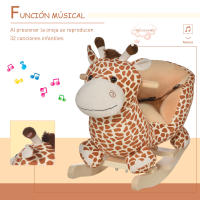 HOMCOM Caballito Balancín Bebé +18 Meses Balancín Peluche Madera con 32 Canciones Cinturón de Seguridad Girafa de Peluche 60x33x45cm - details 4
