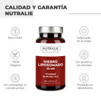Hierro Liposomado Suplemento 30mg - Máxima absorción - Vitaminas C A B6 B12 + Ácido Fólico - Cansancio y Fatiga - Liposomal Hierro Suplemento Iron - 60 Cápsulas Nutralie - details 2