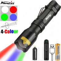 Linterna LED De 4 Colores Zoom Luz Blanca/Roja/Azul Verde Para Pesca Camping Caza Fotografía Selfie Senderismo Luz Exterior Resistente Al Agua 600 Lumen - details 1