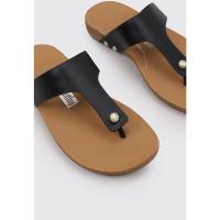 Fitflop IQUSHION LEATHER TOE Sandalias Planas Mujer Negro - details 1