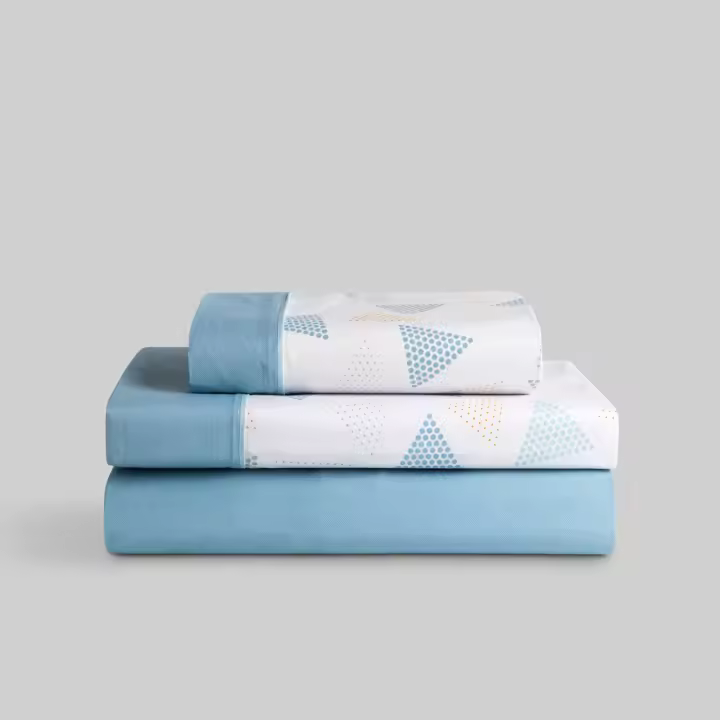 Llartextil Juego de Sábanas Karamelo Fannie Azul - Línea Limpia y Colorida - 1