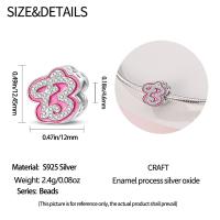 Nuevos 925 Plata Esterlina Charms Letras 26 Pigmentos Rosa Para Mujer Adecuado Para Pulseras Pandach Románticas Joyería DIY Regalo De Cumpleaños - details 7