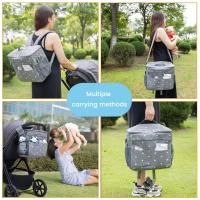 Bolsa de almacenamiento universal para cochecito de 14.6 x 12.2 x 7.5 pulgadas, bolsa grande impermeable para pañales de bebé, bolsa de almacenamiento para cochecito con portavasos y correas para los hombros, 4 maneras de llevar la mochila (gris) - details 6