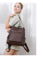 Mochila de PU retro europea y americana, mochila informal de gran capacidad para mujer - details 9