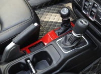 Cubierta De Decoración Para Portavasos Del Panel De Cambio De Marchas 4WD Para Jeep Wrangler JL 2018-2023 ABS Fibra De Carbono Roja Accesorios De Interior - details 12
