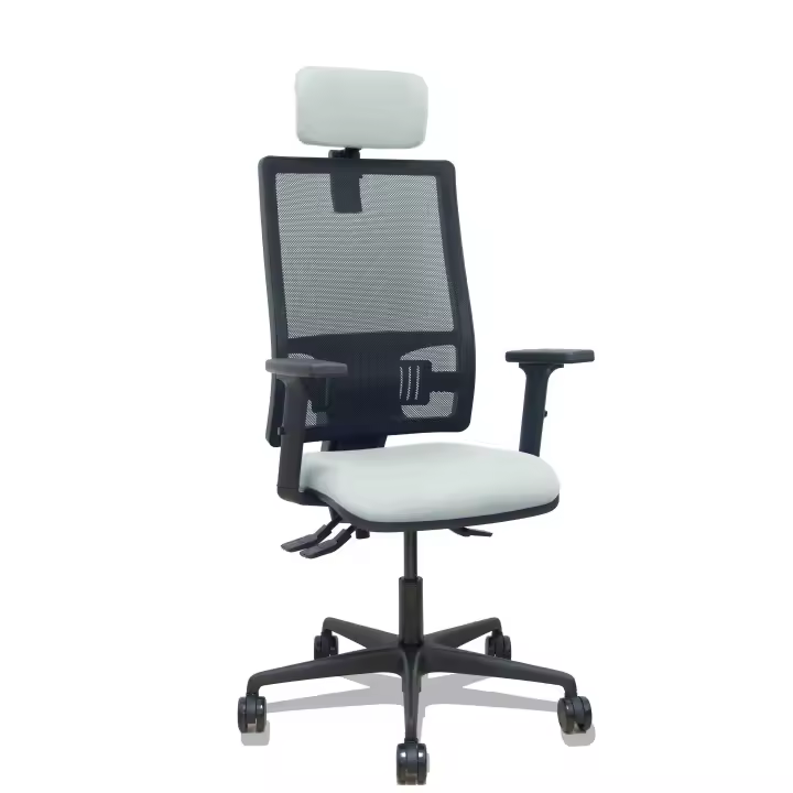 Silla Bormate asincro malla negra asiento bali gris claro brazos 2D ruedas 65mm cabecero regulable - 1