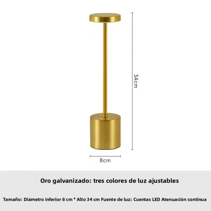 Lámpara De Mesa Recargable Táctil De Metal Con 3 Colores Luz Ambiental Para Cama Decoración De Club Luz Nocturna Retro - 1