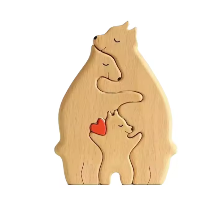 Puzzle De Madera Con Tema De Familia De Oso DIY Decoración Para Escritorio Regalo Para Día De La Madre Figura De Oso Familiar Bonita Y Creativa - 1