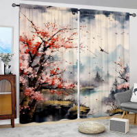 2pcs Cortina De Pared Paisajística Para Decoración De Hogar Tratamiento De Ventana Para Dormitorio Oficina Cocina Sala De Estar Con Bolsa De Rodamiento - details 0