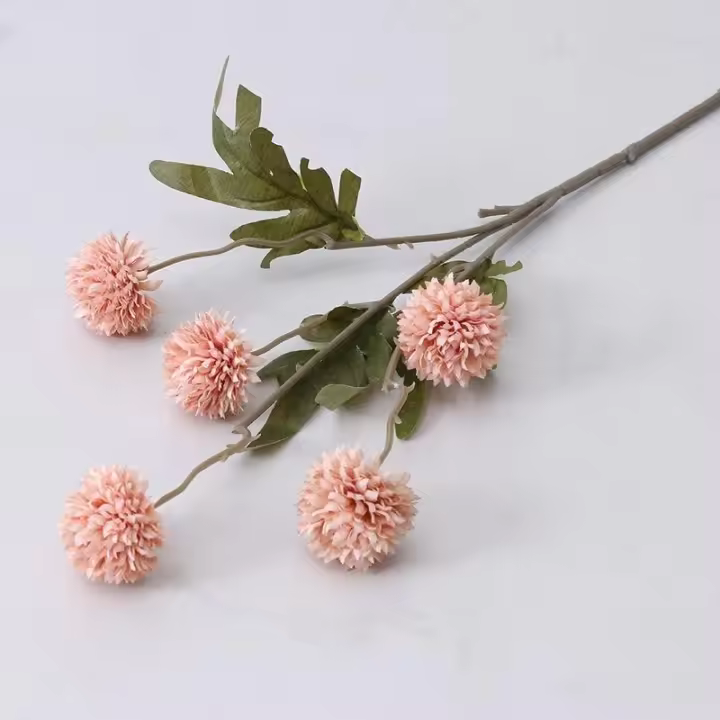 Bouquet De 5 Cabezas De Flores Artificiales Dandelion En Seda Para Decoración De Hogar Jardín Bodas DIY Wreath Navidad Colores Variados Tamaño 67cm - 1