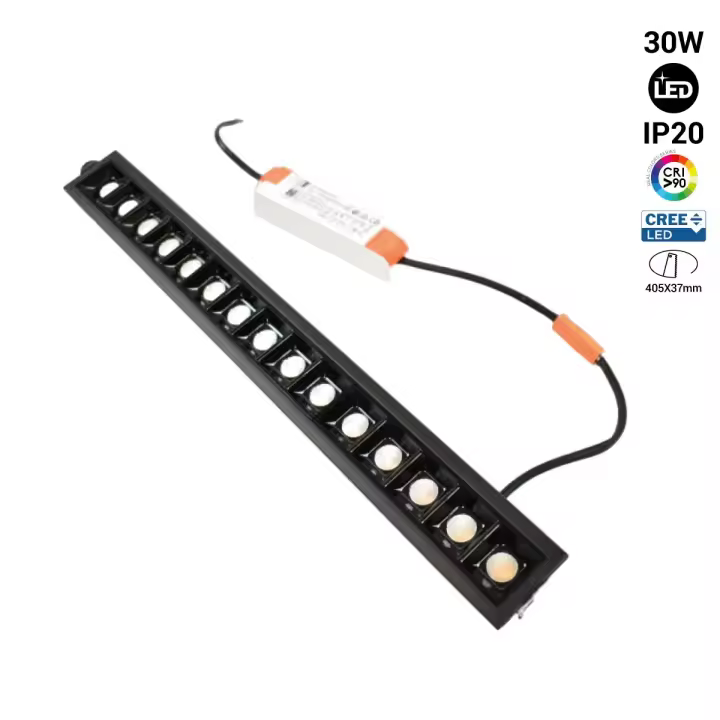 Barcelona LED Foco lineal LED empotrable 30W - UGR18 - CRI90 - Chip CREE - 2700K - 1