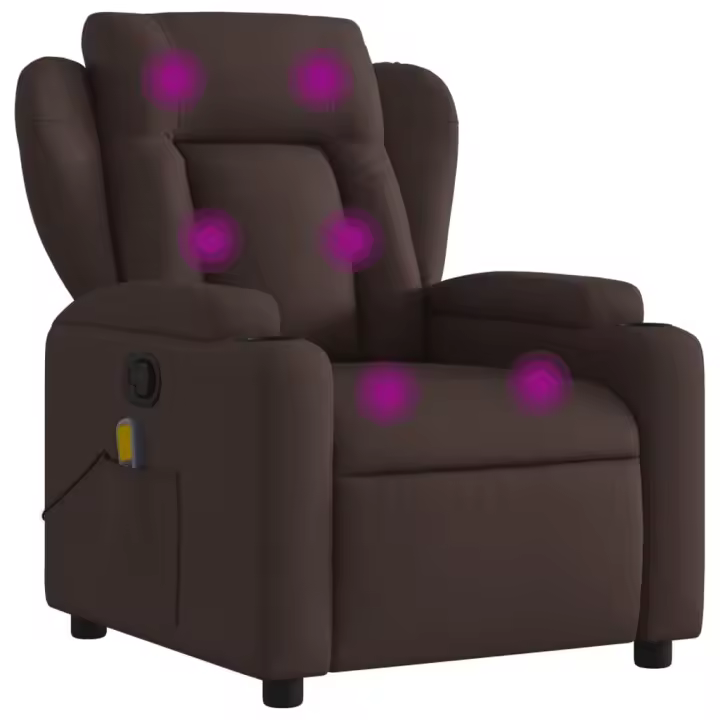 vidaXL Sillón de masaje reclinable de tela marrón oscuro - 1