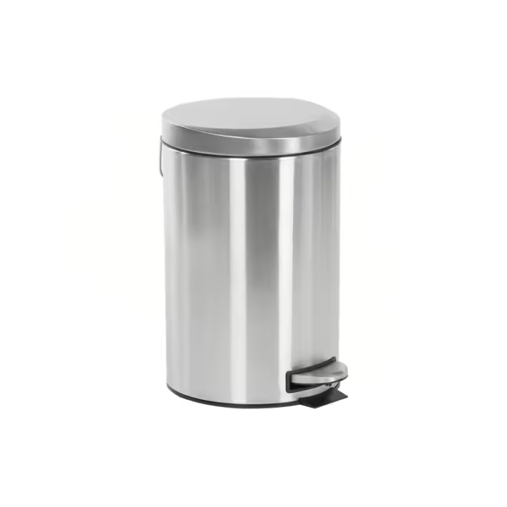 Dcasa Papelera de cocina, cubo de basura mate plateada de acero inoxidable de 12 litros - 1