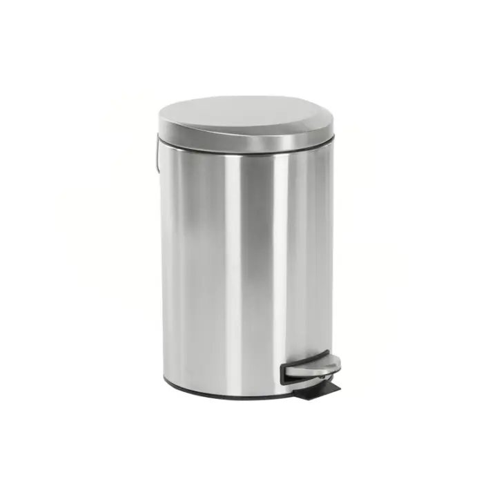 Dcasa Papelera de cocina, cubo de basura mate plateada de acero inoxidable de 12 litros - 1