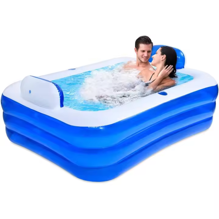 Piscina inflable - Piscina inflable rectangular engrosada, tamaño completo para niños y adultos, para familia, jardín, exterior, patio trasero - 1