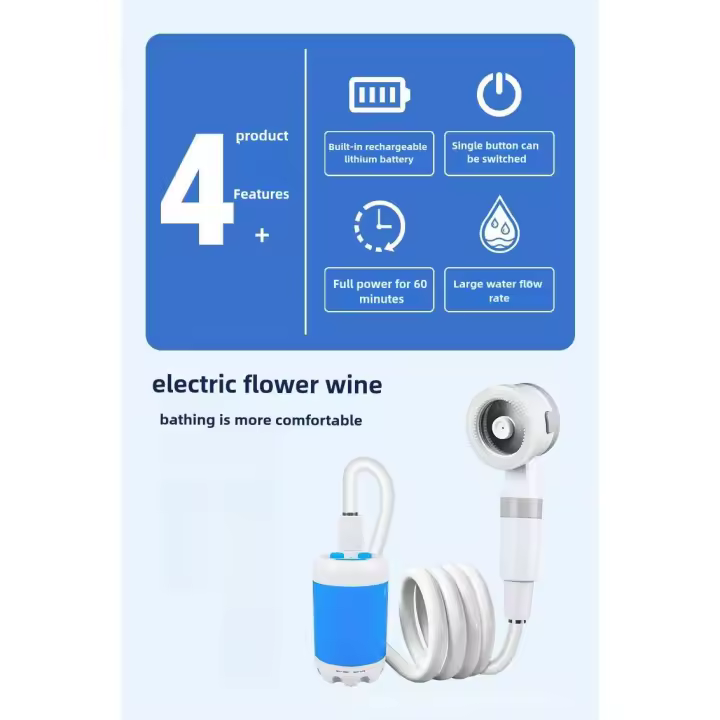 Ducha Portátil Ducha de Camping Ducha Exterior,Batería Incorporada 5000mAh,Eléctrico Portátil Recargable Ducha,El Bombeo de Agua en la Corriente de la Duch - 1