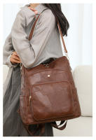 Nuevo bolso de cuero suave, gran capacidad, mochila retro europea y americana, gran capacidad, moda, color en contraste, mochila para mamá de doble propósito - details 10