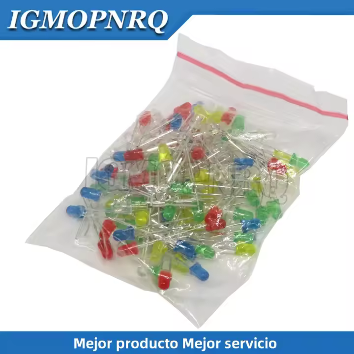 Kit De LEDs DIY 120 Piezas 6 Colores X 20 Piezas Cada Uno 3mm Blanco Amarillo Rojo Verde Azul Naranja Para Proyectos De Electrónica - 1