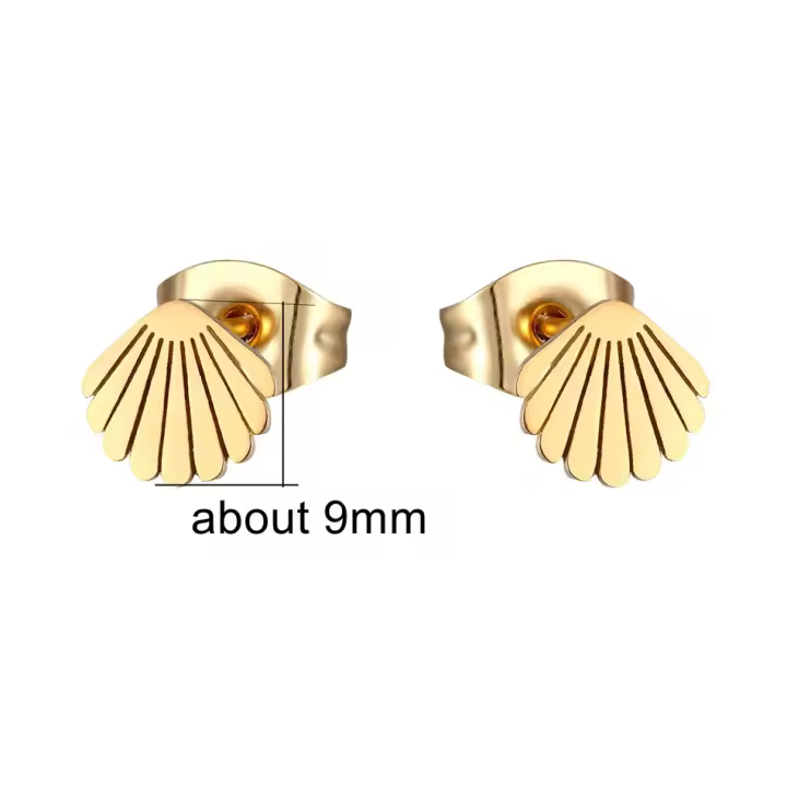 Pendientes Concha Maravilla Natural - Acero Inoxidable Resistente Al Agua - Pack 2 Unidades - 1