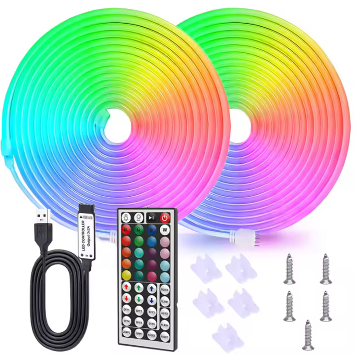 Cinta LED Neón RGB De 5M Con Control Remoto USB 5V Luz Flexible Cambio De Color Para Decoración Interior De Dormitorio - 1