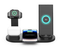 Cargador Inalámbrico 15W 4 En 1 Para iPhone 15 14 13 12 X Samsung Galaxy S22 S21 Apple Watch Airpods Estación De Carga Rápida Con Indicador De Carga Y Soporte Tipo C - details 6