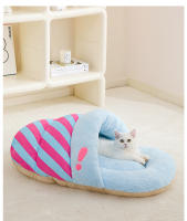 Cama De Gato Confortable De Peluche Cálida Todas Las Estaciones Tunnel Semi-Abierto Bag De Sueño Domo Para Perro/Cat House - details 0