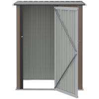 Outsunny Caseta de Jardín 1,07 m² 142x84x189 cm Cobertizo Exterior de Acero Galvanizado con Puerta Cerradura y Orificios de Drenaje para Almacenamiento de Herramientas - details 8