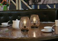 Juego de 2 lámparas de Mesa with form de jaula de metal que funciona con Pilas, Luz decorative inalámbrica with bombilla LED estil Edison para Dormitory, Hogar, Bodas, Fiesas - details 1