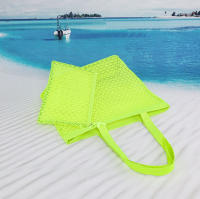 EILV - Bolso de Playa con Estilo Boho | Bolsa Transparente de Malla + Tejido Calado | Incluye Neceser | Multicolor - details 4