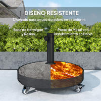 Outsunny Base para Sombrilla Redonda Soporte para Parasol con Ruedas Pie para Sombrilla con Relleno de Cemento Peso 25 kg para Jardín Terraza Negro - details 1