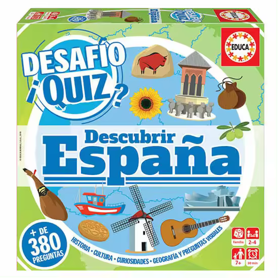 Desafío Quiz: Descubrir España: Juego de Preguntas y Respuestas para niños a partir de 6 años. (2 a 4 jugadores) - 1