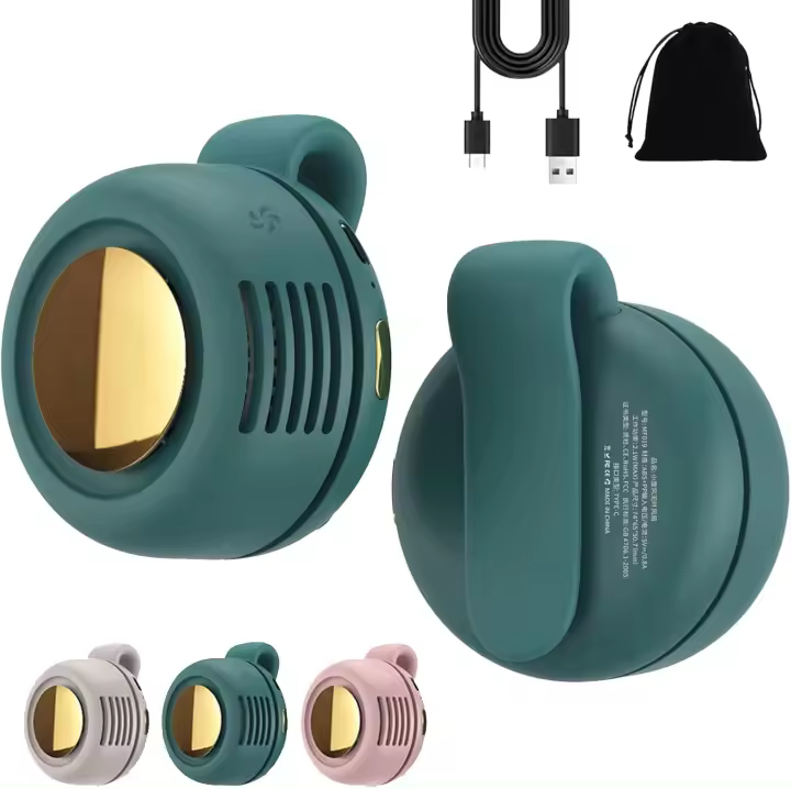 Mini ventilador portátil silencioso sin aspas con clip, nuevo ventilador de clip para camisa (2025), recargable por USB, 3 velocidades ajustables, personal, mini ventilador eléctrico de cintura para exteriores, oficina y gimnasio (verde*2) - 1