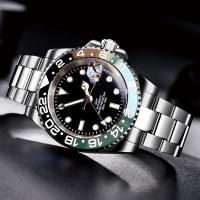 Reloj De Diversión GMT Para Hombres Con Movimiento NH34A Automático Acero Inoxidable Luminoso Correa Jubilee Hebilla Deslizante 200m Impermeable - details 2