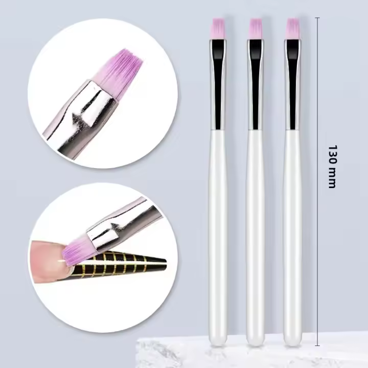 3 Pcs Pluma De Terapia Plana Para Uñas Herramienta Profesional De Gel UV Pincel Para Dibujar Y Extender Uñas Con Cepillo De Manicura - 1
