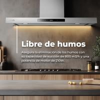 Campana Extractora EVVO CE37 90 cm Inox | 800 m³/h | Motor 220W  | Control Táctil | Boost | Filtros 5 Capas + Carbón | LED - details 1