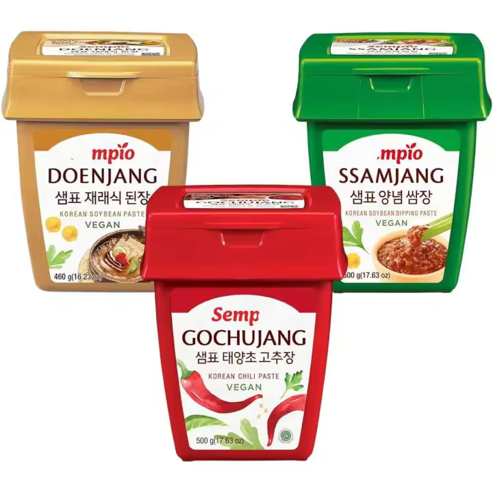 Pack Esencial de Salsas paste Coreanas: paste Gochujang, paste Ssamjang, paste Doenjang - Pack de 3 x 500g - 1