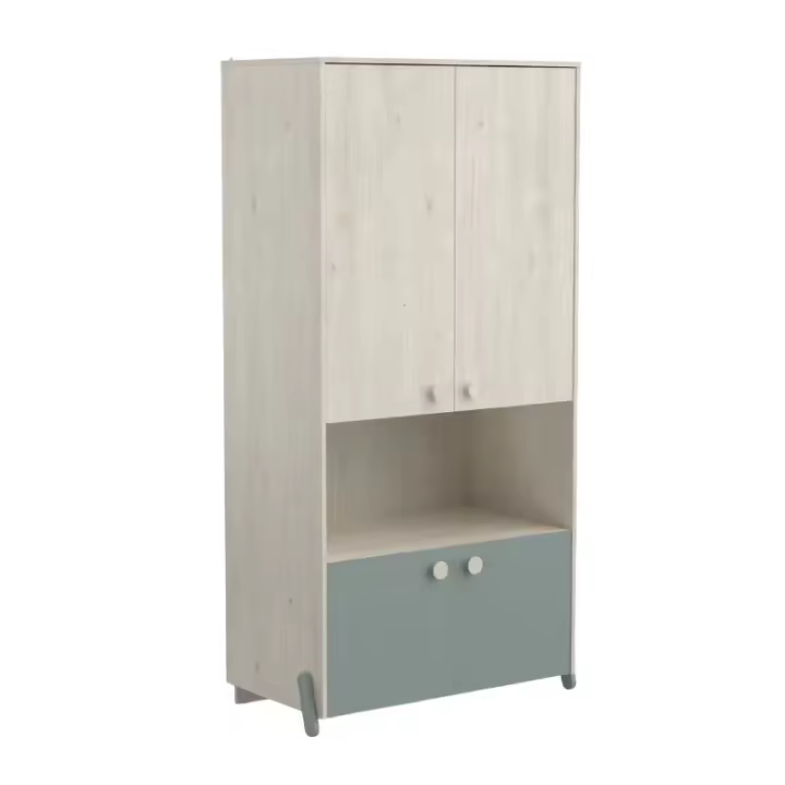 Miroytengo Armario Infantil Ilian Con Cuatro Puertas En Color Roble Topanga Y Verde 183x89x50 Cm - 1