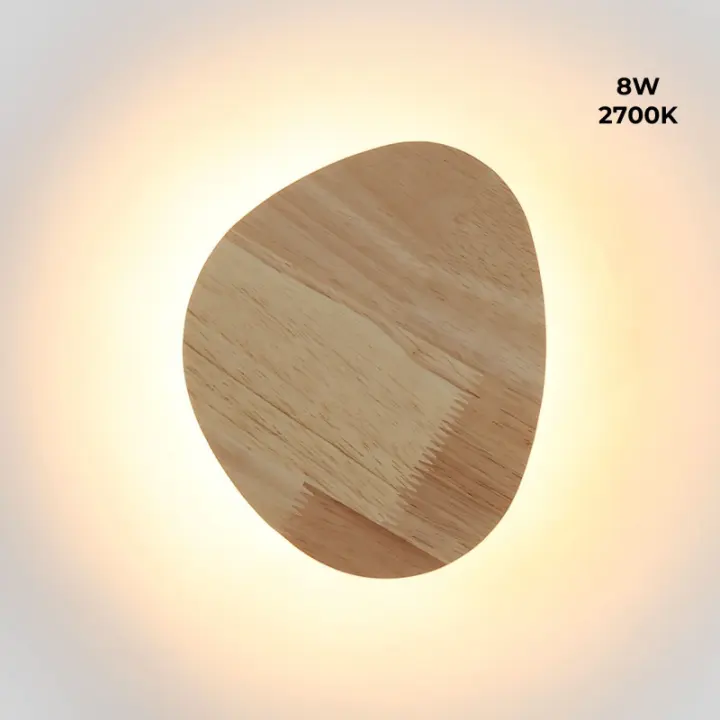 ALPINALUZ Aplique de Pared Madera para Interior Interior "TRINA" - Luz Indirecta Cálida 2700K con Iluminación Trasera - IP20 8W  o 12W - 1