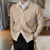 Chaqueta De Punto Para Hombre Con Cuello En V Y Botones Manga Larga Ajustada Estilo Casual Poliéster Y Spandex - details 6