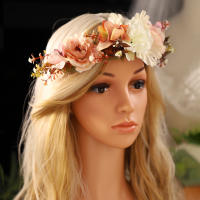 Diadema De Flores Multicolor Y Atractiva Para Novia Diseño Romántico Para Mujeres Adornos De Boda Hecho De Otros Material - details 2