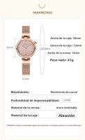 Reloj De Cuarzo Hannah Martin Para Mujer Con Correa De Malla De Acero Inoxidable Y Movimiento Importado Moda Geométrica Resistente Al Agua Y Al Choque - details 6