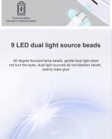 Lámpara De Mesa UV Recargable Con 9 LEDs Para Uñas 360° Flexible Secado Rápido Portátil Para Manicura Y Peluquería Sin Cable Herramientas De Secado De Polvos De Gel - details 4