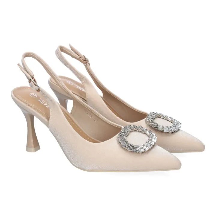 PuntoSalao Zapatos tacón cómodo fiesta diseño elegante para mujer color beige YG738 - 1