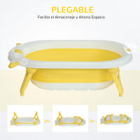 HOMCOM Bañera Plegable para Bebé Recién Nacido hasta 3 Años 81,5x50,5x23,5 cm con Tapón Termosensible Cojín y Almohadillas Antideslizantes - details 5