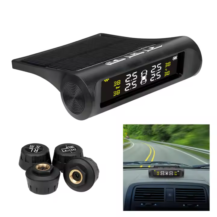 Sistema De Monitoreo De Presión De Neumáticos Para Coche Con 4 Sensores Pantalla LCD Digital Solar Powered Alarmas De Seguridad Automática Prueba De Autotest Para Todas Las Marcas De Coches - 1