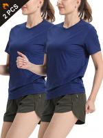 2Pcs Camiseta Deportiva Ligera Y Secado Rápido Para Mujer Color Sólido Transpirable Para Entrenamiento Fitness Running Gym - details 4