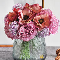 Lindo Bouquet De Flores Artificiales De Seda Blanca Peonía Nórdica Para Bodas Decoración De Hogar DIY Scrapbook Anémona Eterna - details 2